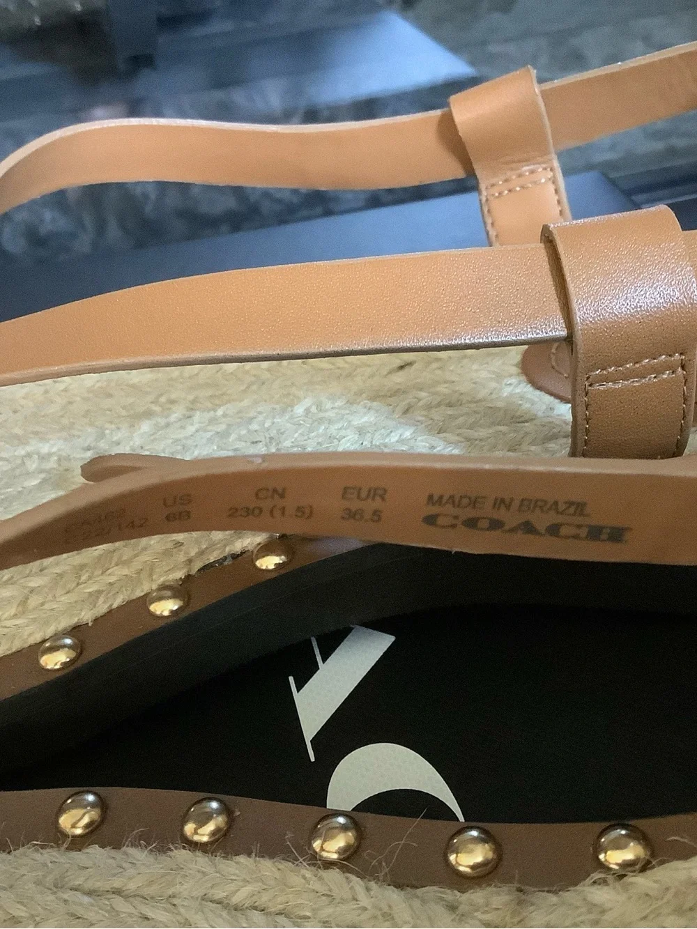 Coach Gracey Brown Leather Studded Sandals